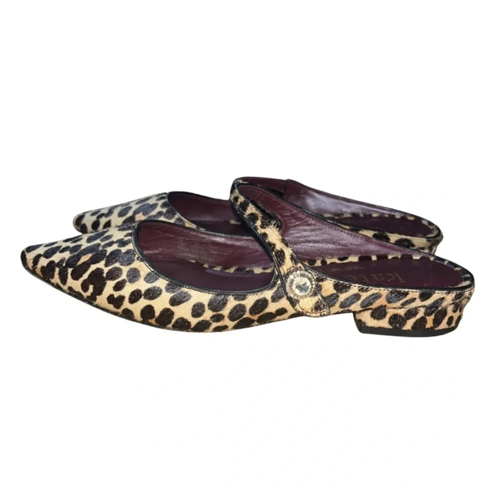 Kate Spade Meg Leopard Print Calf Hair Mules - Size 5.5 B
